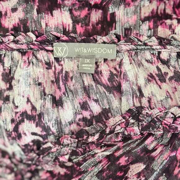 Wit & Wisdom/Democracy Purple Sparkly Blouse 1X - Picture 11 of 12